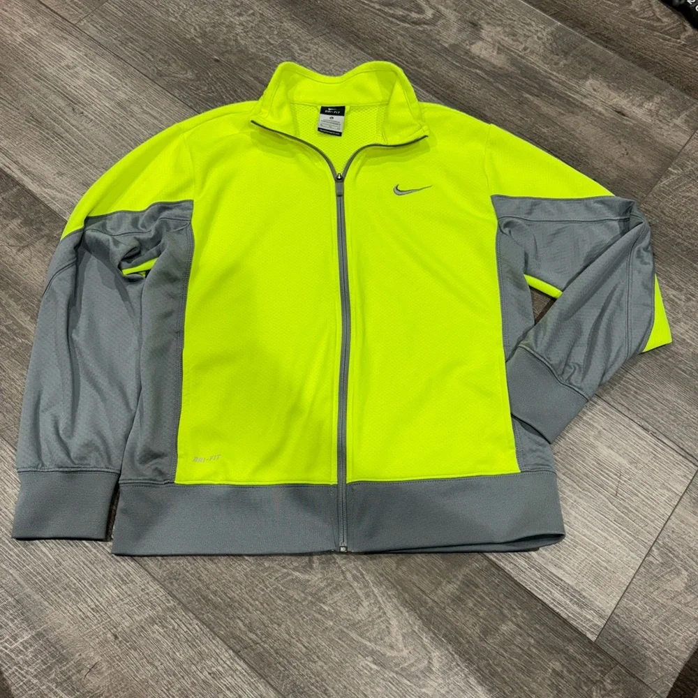 Nike Dri-FIT Kids Neon‎ Yellow and Gray Jacket